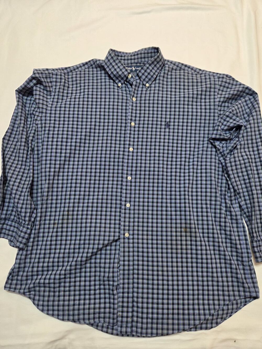Ralph Lauren Blake Shirt Men's XL Blue Tartan Plaid Long Sleeve Button Down B10